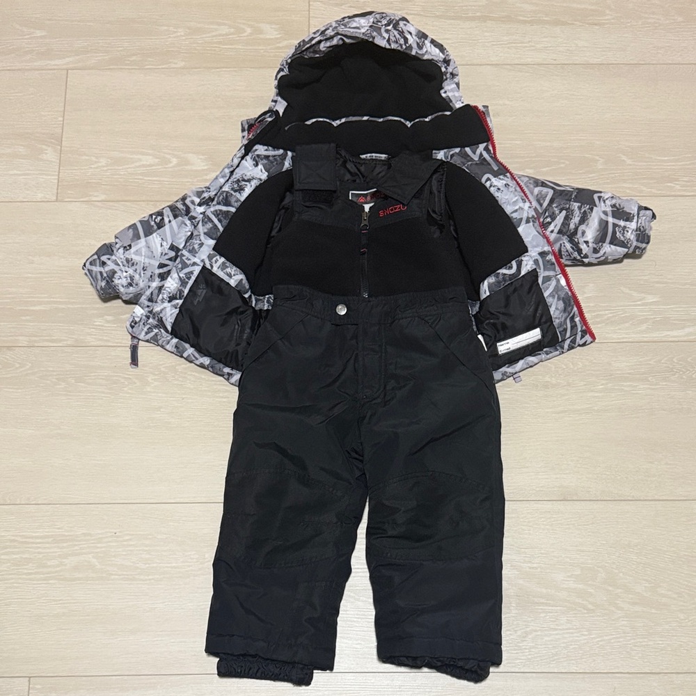 Snozu Black and Gray Kids Winter Snowsuit Set